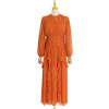 Custom 2023 Fall Dresses | Temperament Elegant Ruffle Long Dresses | New Fashion Round Neck Dresses | Long Sleeve Pleated Dresses