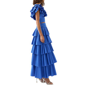 Custom | summer gentle style dresses | V-neck lace high waist dresses | cake layer fashion dresses