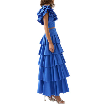 Custom | summer gentle style dresses | V-neck lace high waist dresses | cake layer fashion dresses