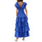 Custom | summer gentle style dresses | V-neck lace high waist dresses | cake layer fashion dresses