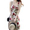 Custom | sexy slip length dresses | summer new rose dresses | floral temperament dresses