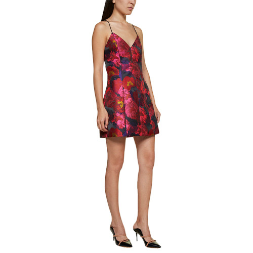 Custom | summer dresses | red floral style dress | sexy flair swing mini-dresses