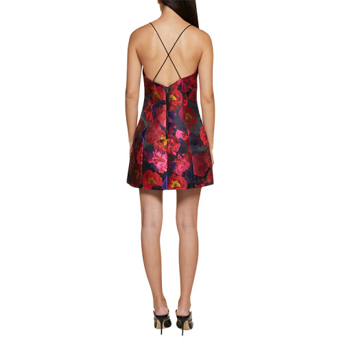 Custom | summer dresses | red floral style dress | sexy flair swing mini-dresses