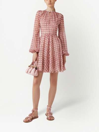 Custom | checkered suit | with round neckline |  Chiffon polka dot print dress