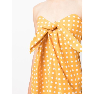 Custom | summer dresses | dot print style dress | sexy flair strapless straight neck dress