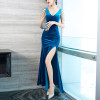 Custom | new sexy low-cut beaded dresses |  celebrity banquet temperament dresses |  hip split evening dresses