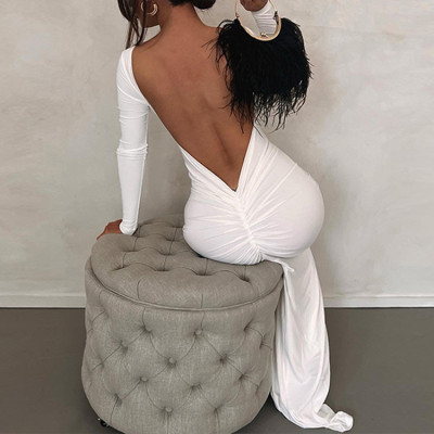 Custom | sexy hot girls explosive dresses | long sleeves tight irregular hip dresses | backless party dresses