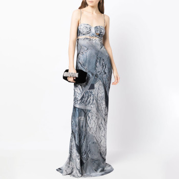 Custom | summer satin dresses | Camisole Ink style dresses | knotted detail at waist long dresses