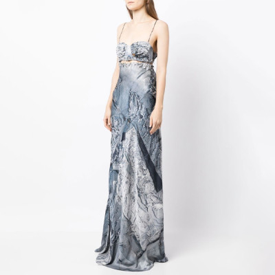 Custom | summer satin dresses | Camisole Ink style dresses | knotted detail at waist long dresses