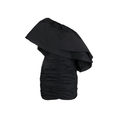 Custom | knitting dresses |   One-Shoulder elegant knitting pleated dresses | short sleeves pleated utility dress