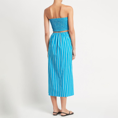 Custom dress | 2023 summer sexy temperament dresses | women's  strapless straight neck casual dress | stripes casual dress