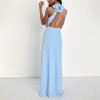 Custom dresses | summer satin dresses | knotted detail at neck dresses | slit hem feature long dresses