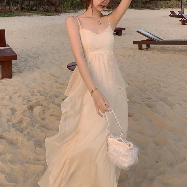 Custom | chiffon summer dresses | seaside resort dresses | slip beach long dresses