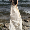 Custom dresses | French new summer drawstring dresses | backless irregular dresses | seaside resort dresses