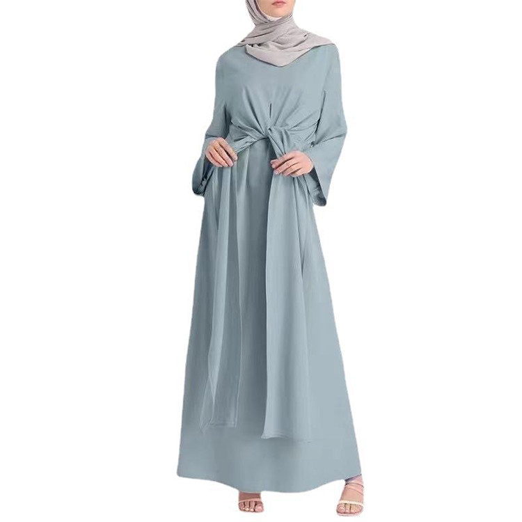 lace-up tunic Muslim ladies gown dress
