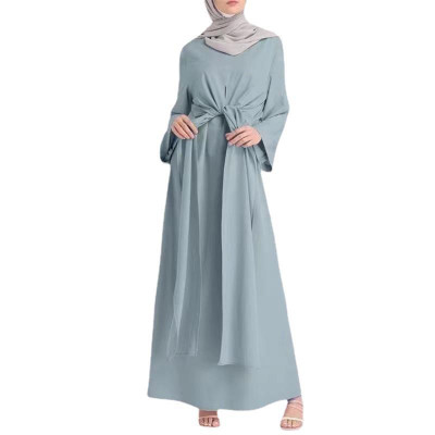 Custom dress | East Arabic solid color dress | long casual dress | lace-up tunic Muslim ladies gown dress