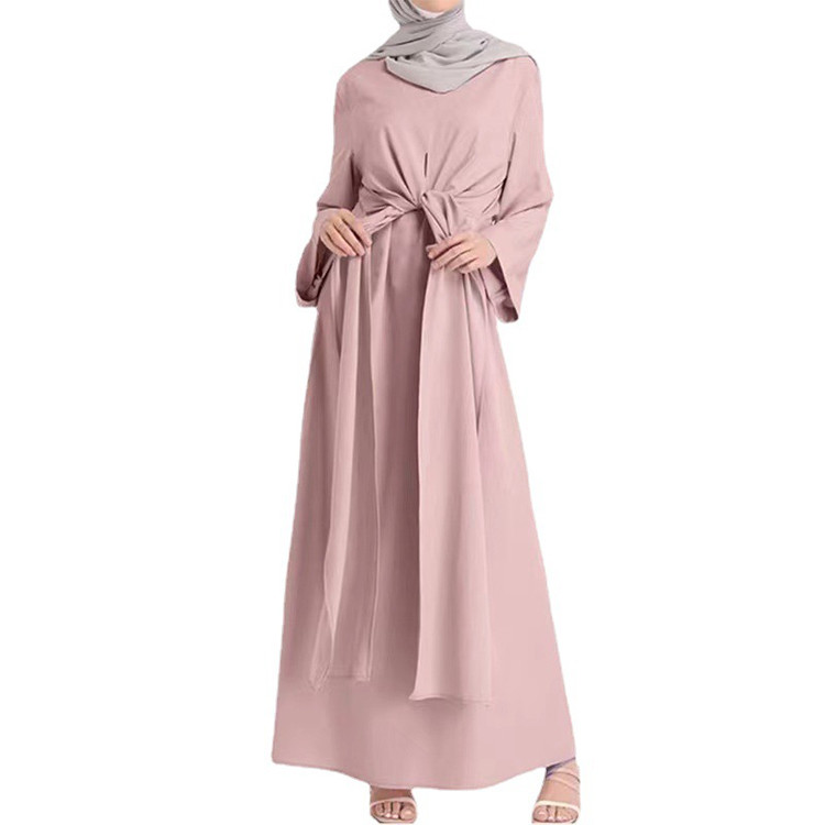 lace-up tunic Muslim ladies gown dress