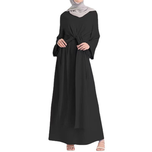 Custom dress | East Arabic solid color dress | long casual dress | lace-up tunic Muslim ladies gown dress