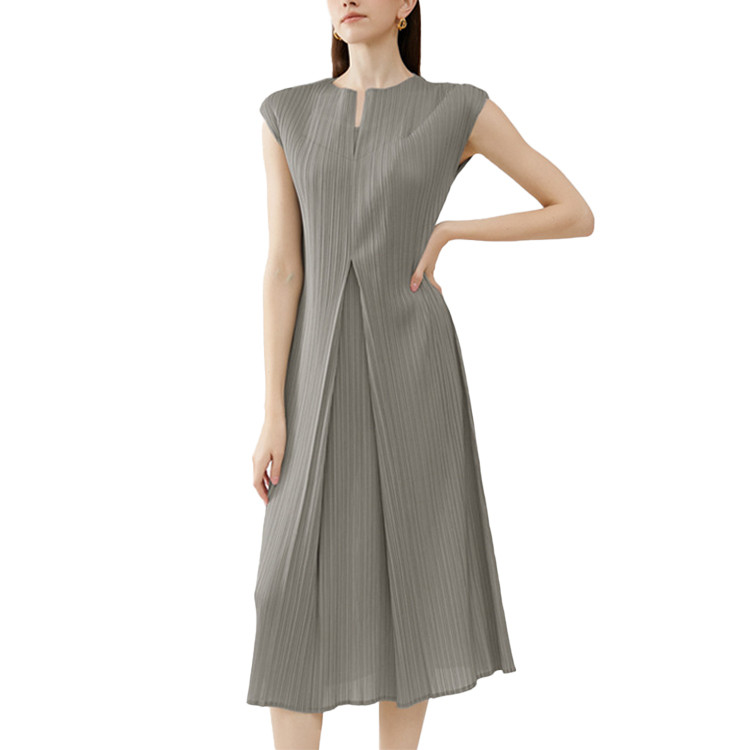 panel solid color dress