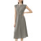Custom fashion dress | summer elegance dress | sleeveless V-neck dress | panel solid color dress