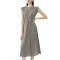 Custom fashion dress | summer elegance dress | sleeveless V-neck dress | panel solid color dress