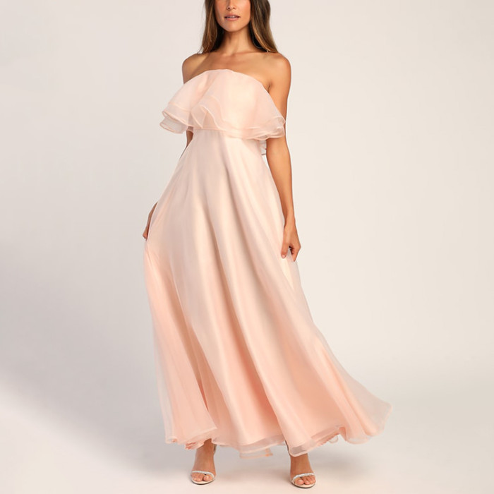 Custom dresses | fashion women's 2023 new dress | organza strapless dress | strapless dress