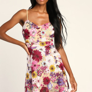 Custom dress | fashion 2024 new dress | colourful floral dress | high-waist dress | suspender dress