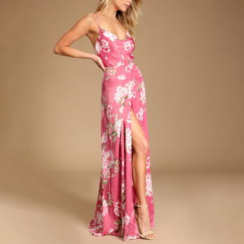 Custom dresses | fashion women's 2023 new | sexy suspender silk dress  | split dress