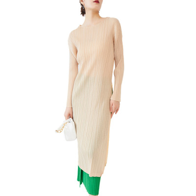 Custom pleated dress | New Japanese style dress | side split zipper long dress | OEM dress