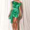 Custom new dress | solid color dress | slanted shoulder sleeveless dress | lace-up irregular dress