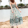 Custom summer dress | V neck dress | gradient printing dress | long casual dress