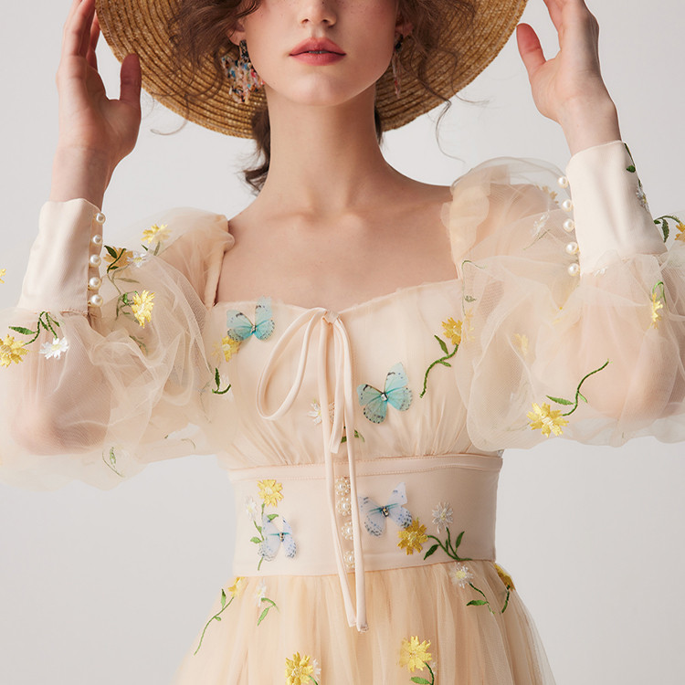 elegant 3D floral chiffon dresses