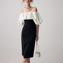 Custom dresses | fashion women's 2023 new | sexy one-shoulder puff sleeves dress | blazer dress