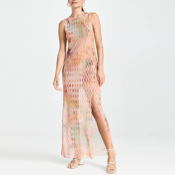 Custom dresses | summer dresses | split dress | printed tulle dress | resort dress