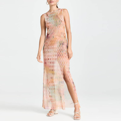 Custom dresses | summer dresses | split dress | printed tulle dress | resort dress