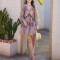 Custom romantic dress | floral summer chiffon ruffle dress | printing ruffle V-neck dress