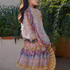Custom romantic dress | floral summer chiffon ruffle dress | printing ruffle V-neck dress
