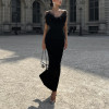 Custom European dress | niche design evening dress | elegant knitted dress