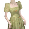 Custom summer new dress | high French goddess dress | green floral dress