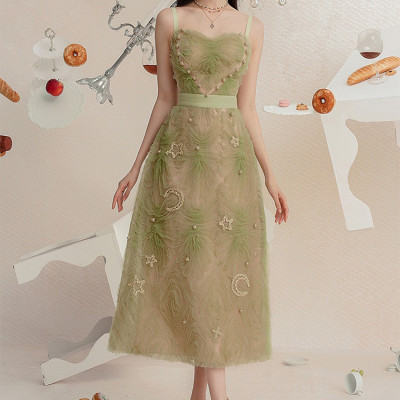 Custom dress | new green dress | lace mesh dress | star slip dress