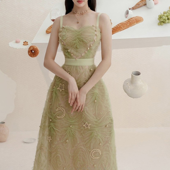Custom dress | new green dress | lace mesh dress | star slip dress