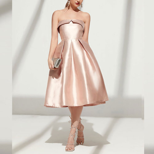 Custom dresses | fashion women's 2023 new dress | satin bustier halter dress | prom dress