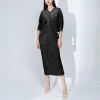 Custom dress | sequin pleated dress | V-neck bat sleeve dress | loose irregular long dress