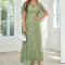 Custom women's dress | embroidered flower dress | round neck dress | bat sleeve loose dress
