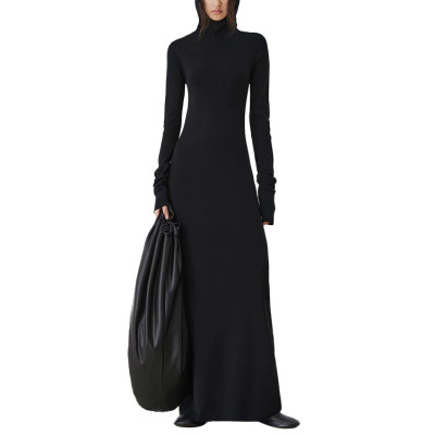 Custom dress | simple hooded dress | solid color dress | long wool dress