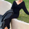 Custom French dress |  bellflower knit V-neck dress | slip dress | long sleeves dress