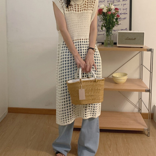 Custom vintage dress | cutout mesh dress | knitted dress | resort style sleeveless dress