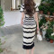 Custom striped dress | knitted dress | summer new dress | V-neck short sleeve dress