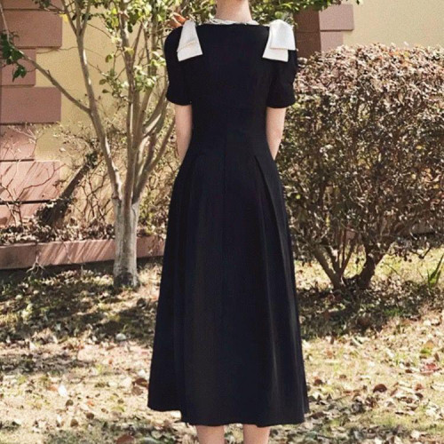 Custom dress | French vintage dress | solid color slim dress | new Hepburn style dress