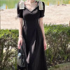 Custom dress | French vintage dress | solid color slim dress | new Hepburn style dress